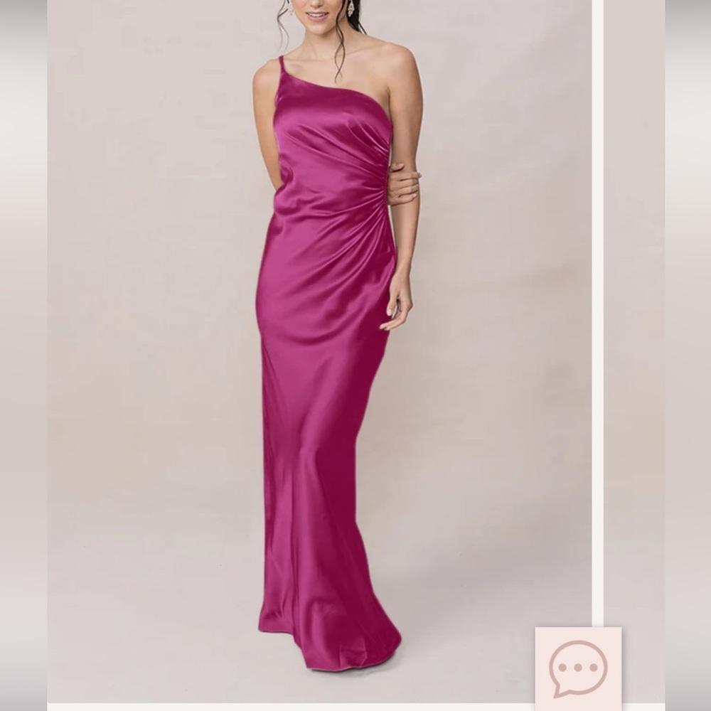 Revelry Fuchsia One-Shoulder Gown